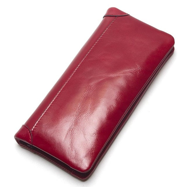 Oil Wax Genuine Leather Wallet Clutch