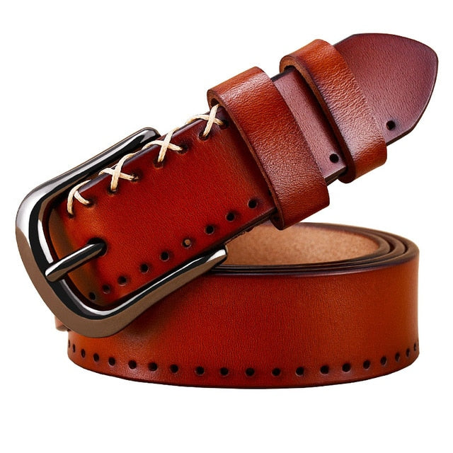 Leather Belts with Stitching Detail