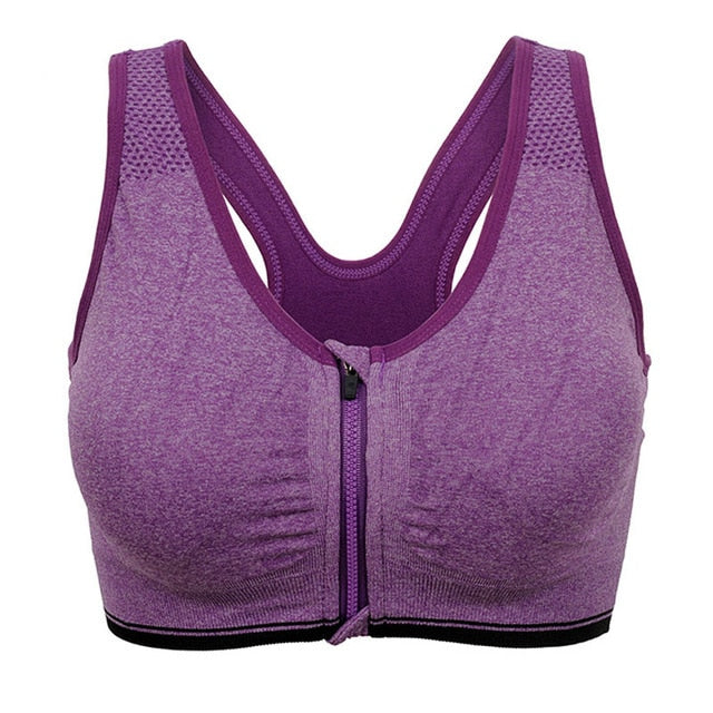 Zipper Front Sports Bra