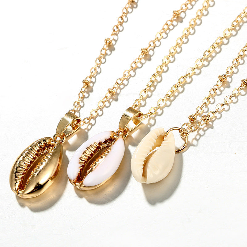 Natural Cowrie Shell Layered Necklace