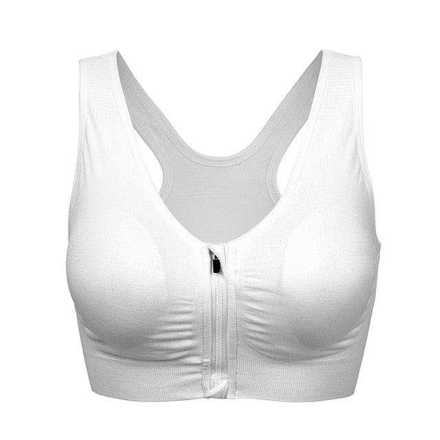 Zipper Front Sports Bra