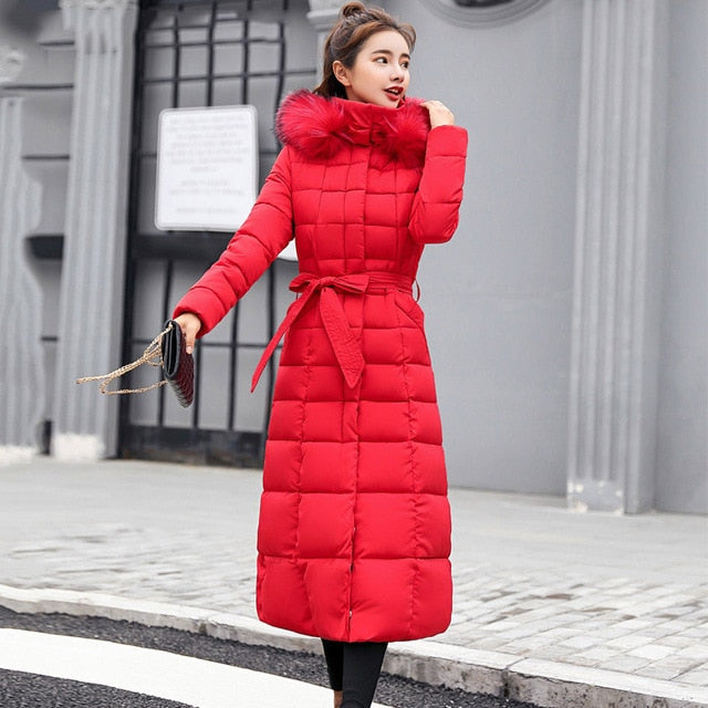 Long Parka with Fur Collar