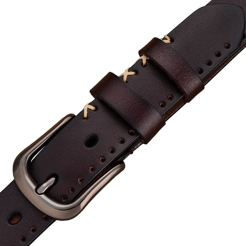 Leather Belts with Stitching Detail