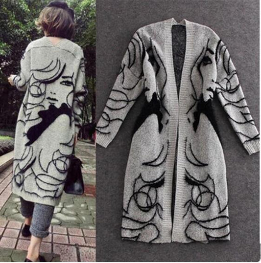 Women's Face Graphic Cardigan Jacket