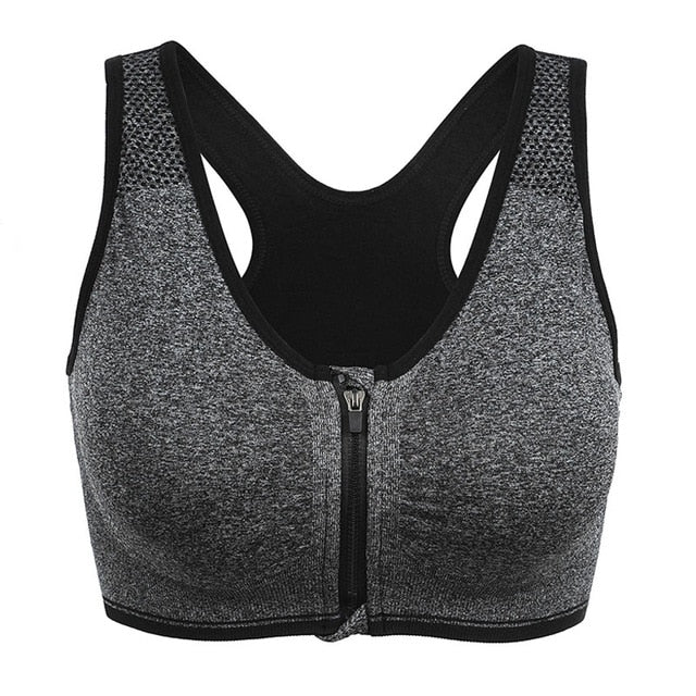 Zipper Front Sports Bra