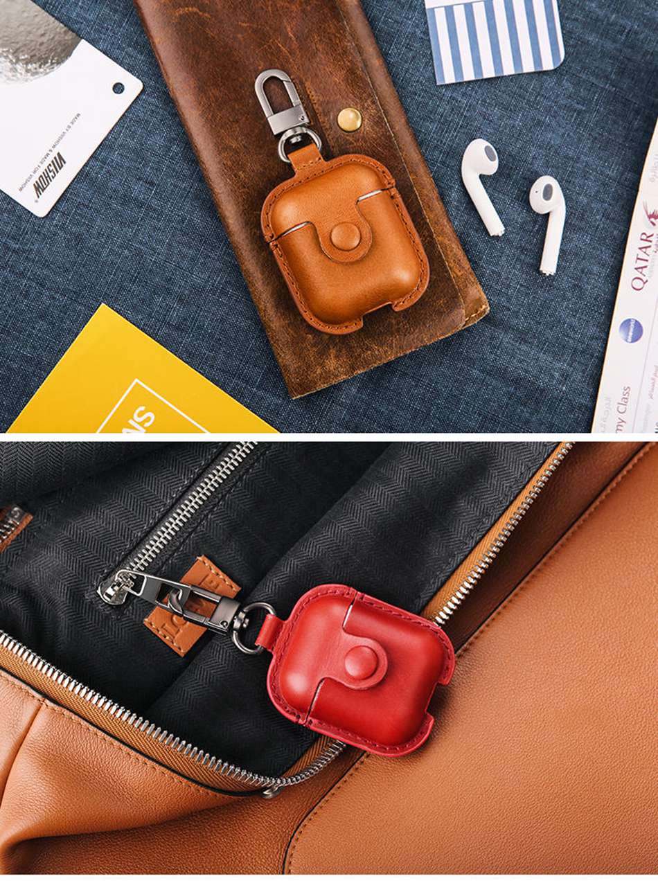 Leather Earpods Case with Clip