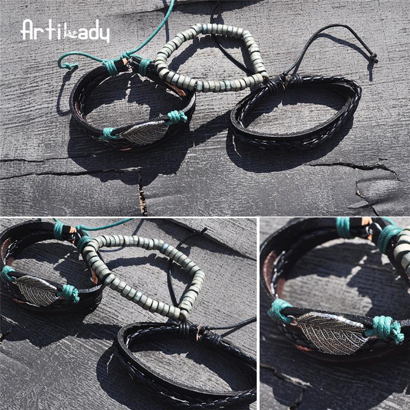 Layered Handmade Leather Braclet (3pc)