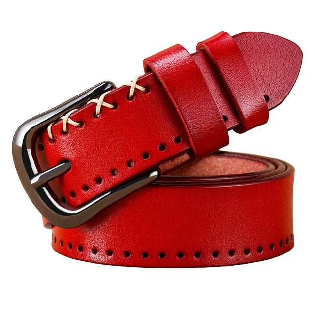 Leather Belts with Stitching Detail