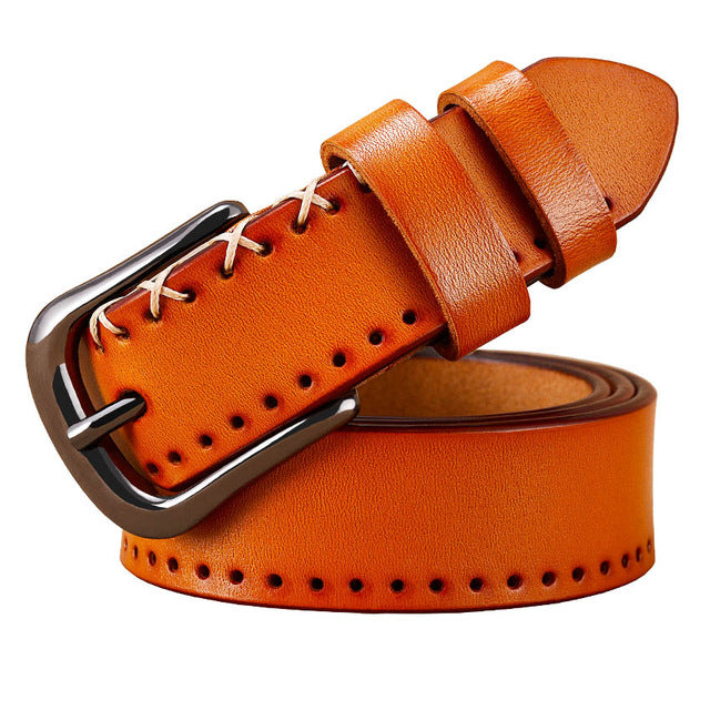 Leather Belts with Stitching Detail