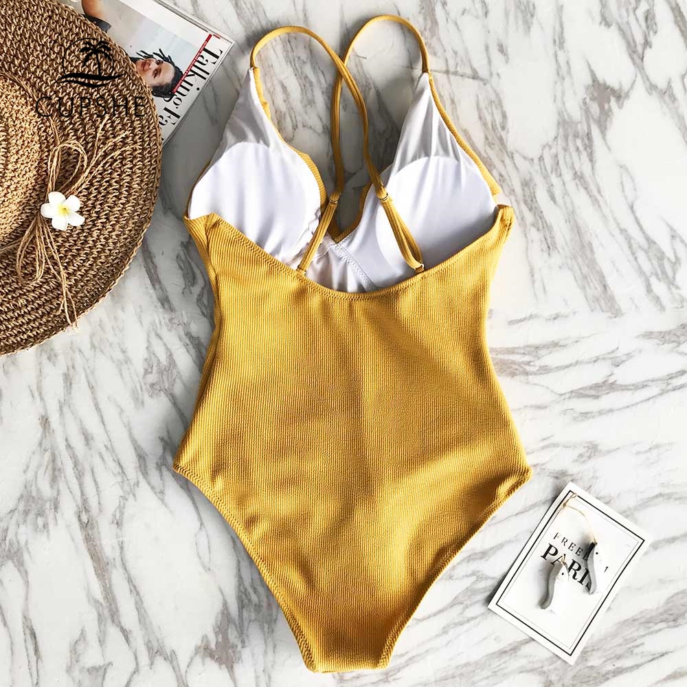 Happy Ending Yellow Ruffled Monokini