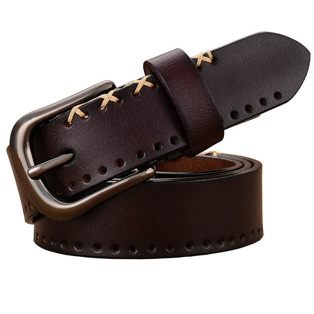 Leather Belts with Stitching Detail