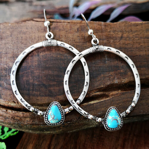 Vintage Silver Turquoise Gemstone Earrings