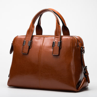 Oil Leather Tote with Strap