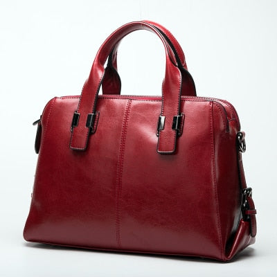 Oil Leather Tote with Strap