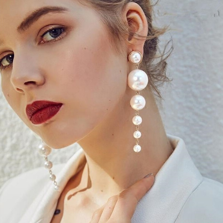 Elegant Layered Pearl Drop Earrings