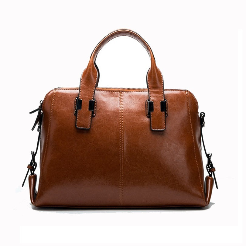 Oil Leather Tote with Strap