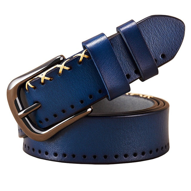 Leather Belts with Stitching Detail