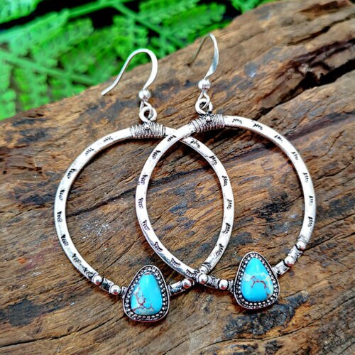 Vintage Silver Turquoise Gemstone Earrings