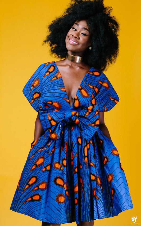 Robe Africaine Blue Printed African Dress