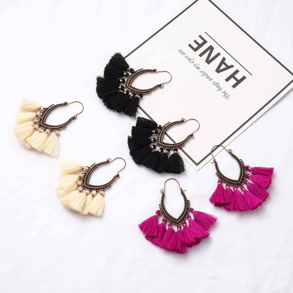 Fringe Bohemian Tassel Hoops