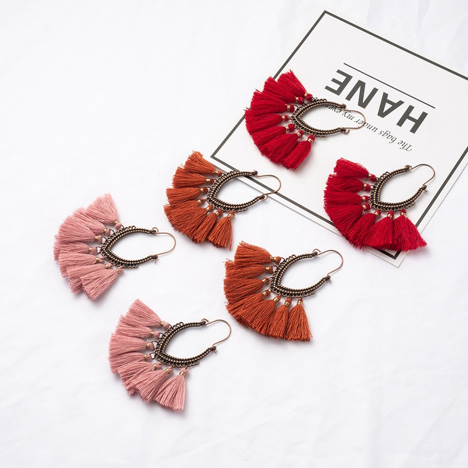 Fringe Bohemian Tassel Hoops