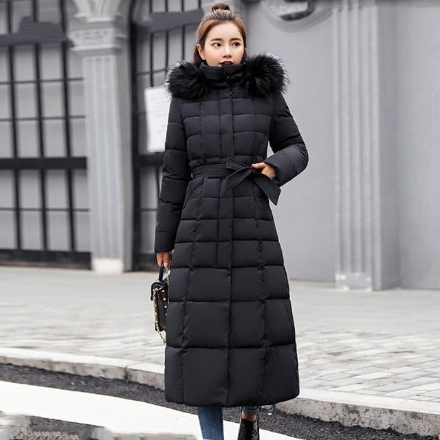 Long Parka with Fur Collar