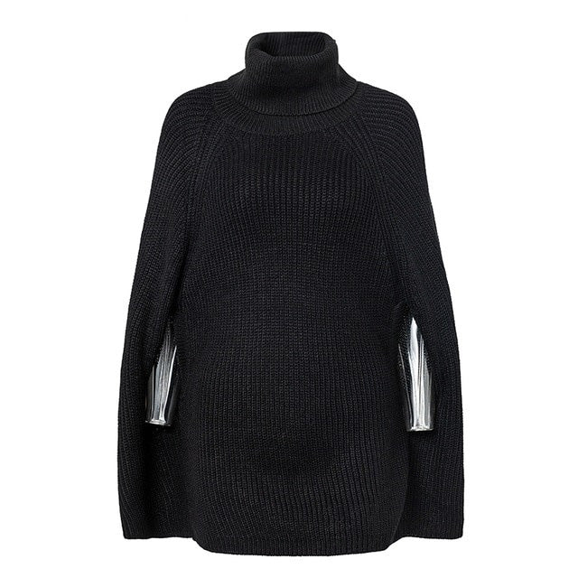 Knit Turtleneck Poncho