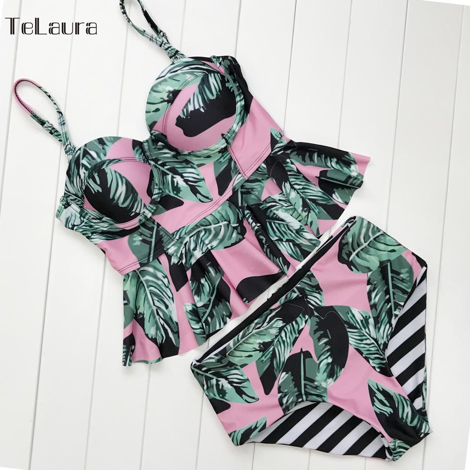 Printed High Waist Full Coverage Tankini