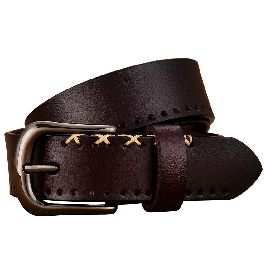 Leather Belts with Stitching Detail