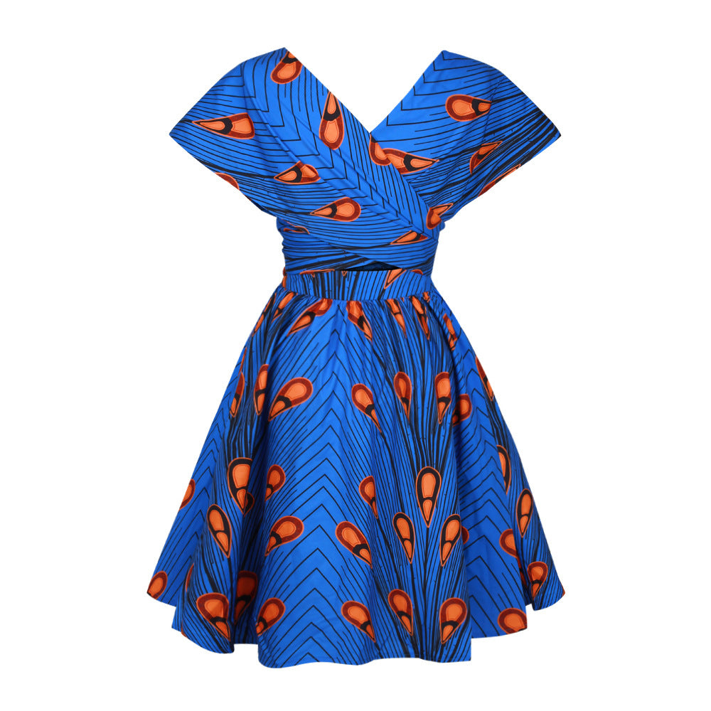 Robe Africaine Blue Printed African Dress