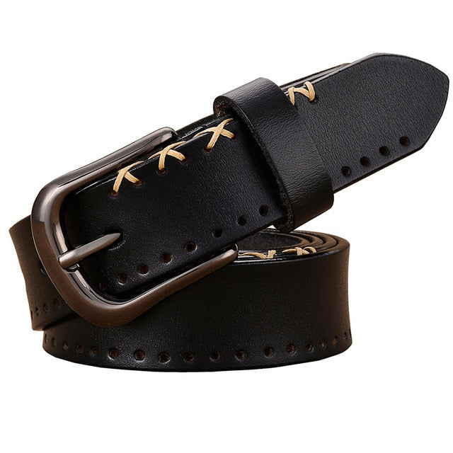 Leather Belts with Stitching Detail