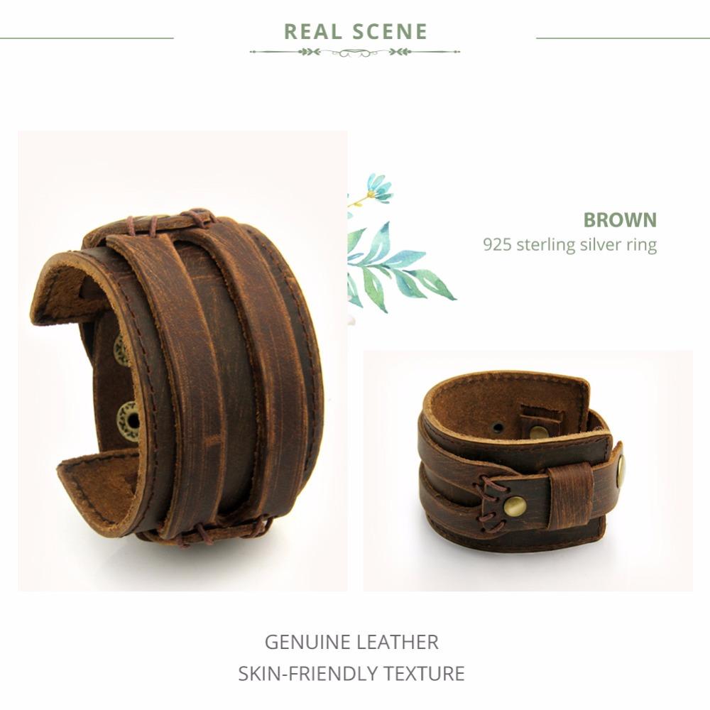 Leather Cuff Double Wide Bracelet