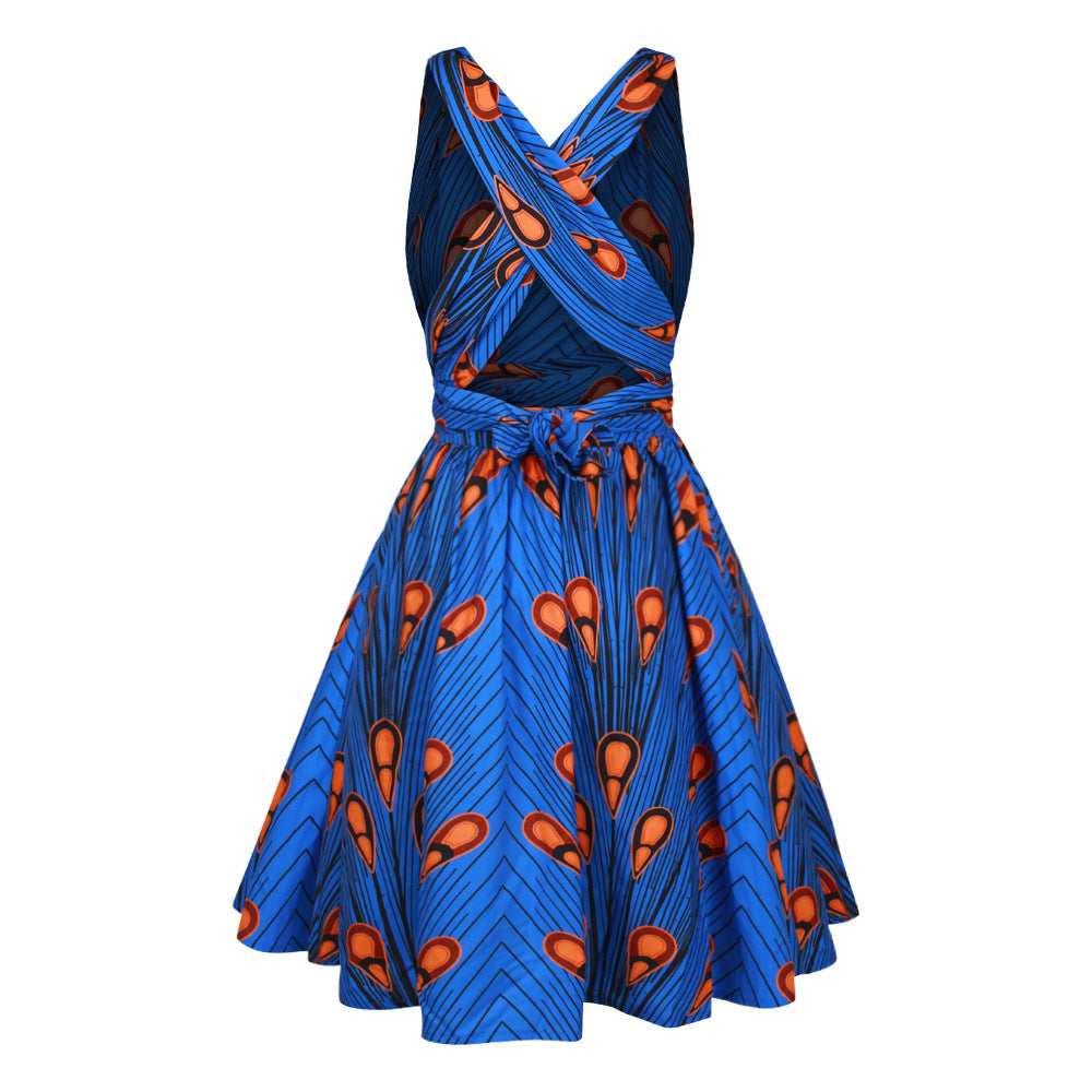 Robe Africaine Blue Printed African Dress