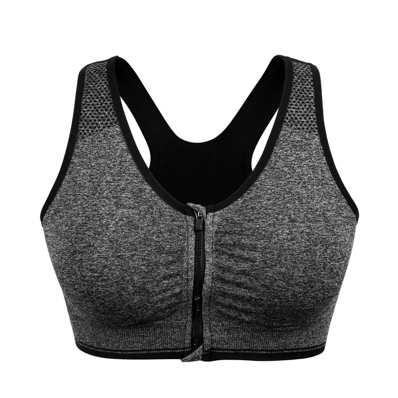 Zipper Front Sports Bra