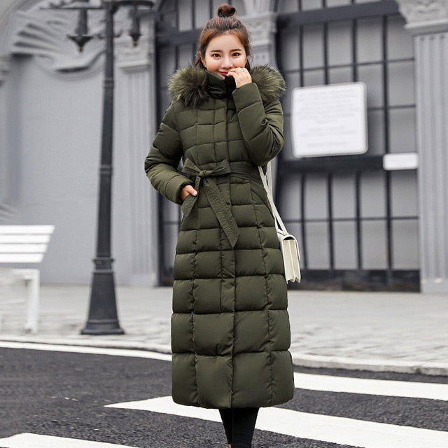 Long Parka with Fur Collar