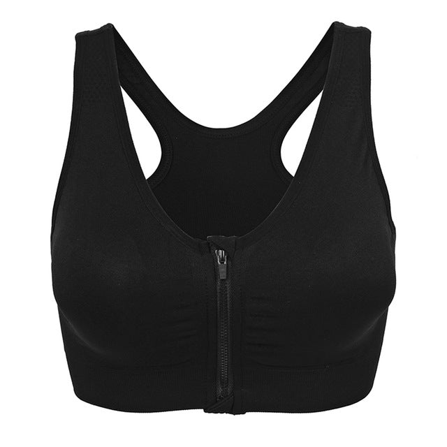 Zipper Front Sports Bra