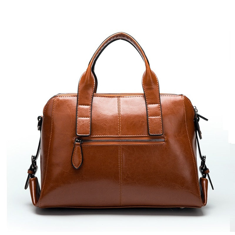 Oil Leather Tote with Strap