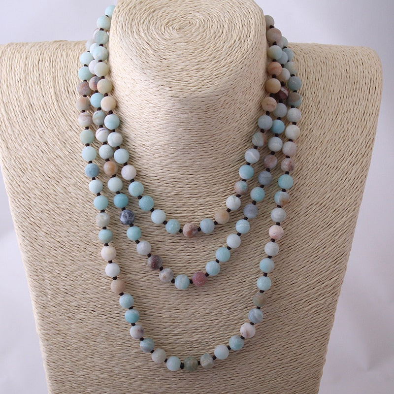 Layered Halsband Frosted Amazonite Stones Necklace