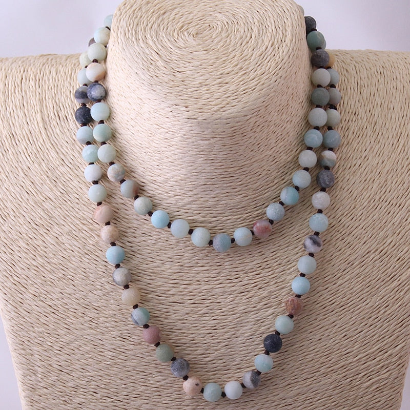 Layered Halsband Frosted Amazonite Stones Necklace