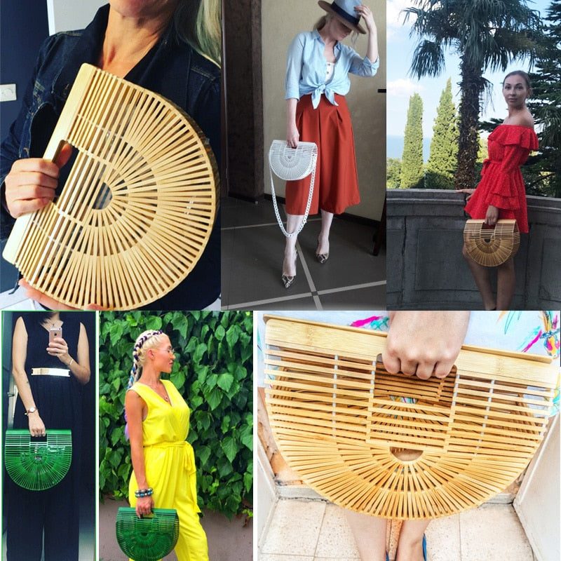 Vintage Bamboo Straw Handbag