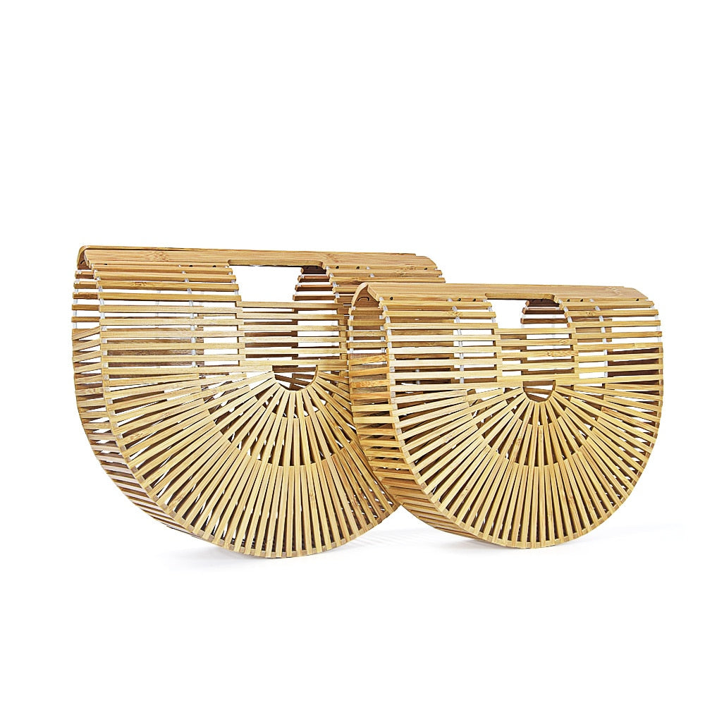 Vintage Bamboo Straw Handbag