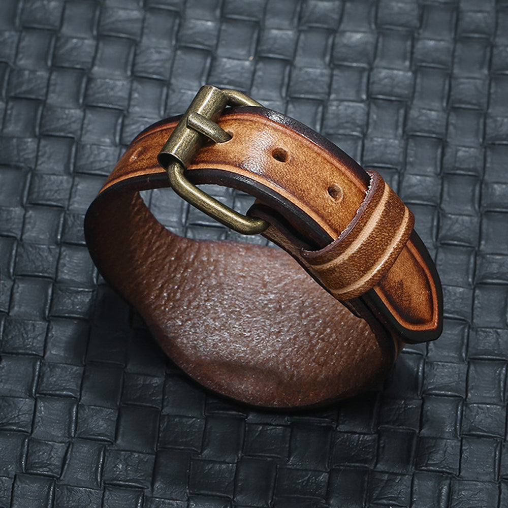 Vintage Leather Bracelet with Buckle