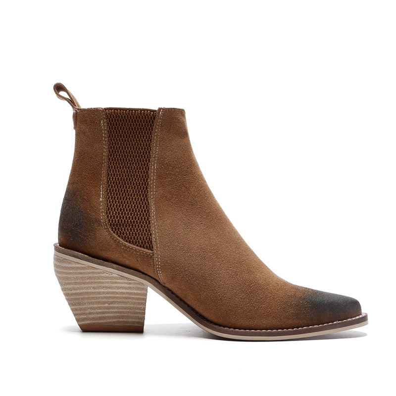 Destressed Leather Ankle Boots