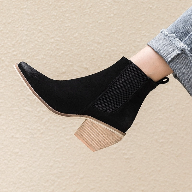 Destressed Leather Ankle Boots