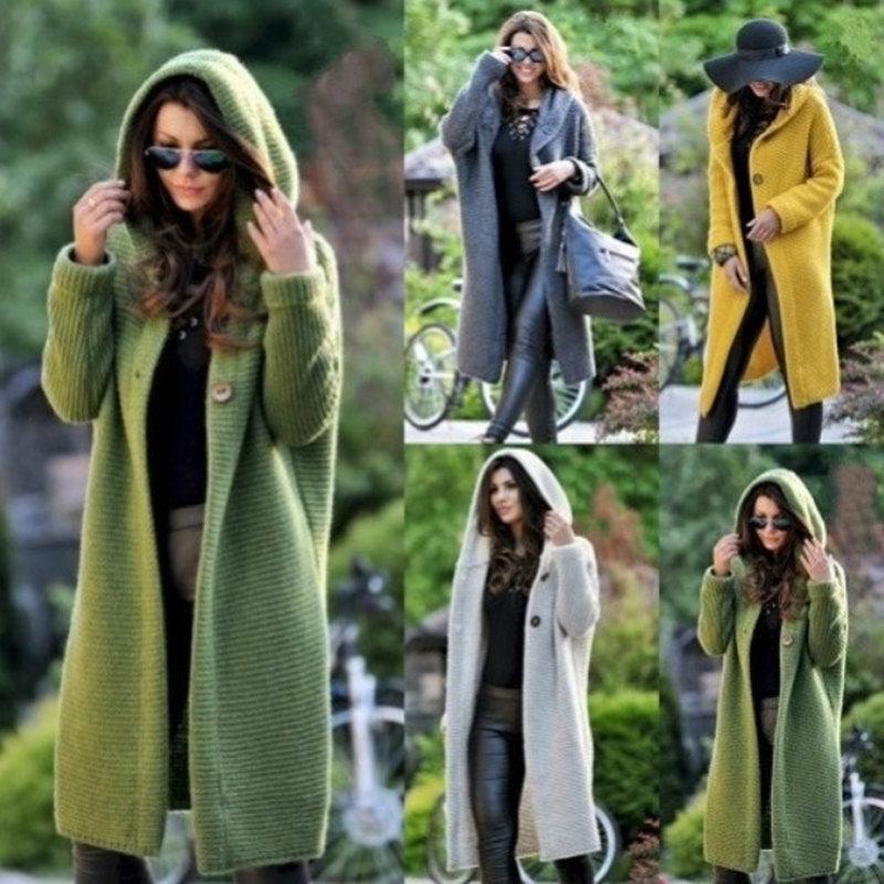 Chunky Hooded Long Cardigan