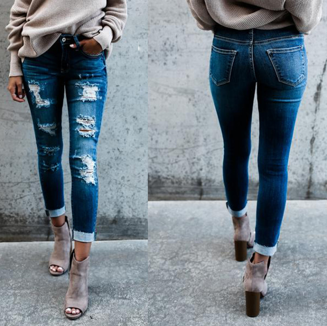 Dark Bleached Distressed Slim Jeans