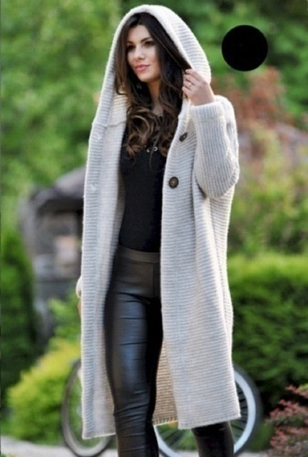 Chunky Hooded Long Cardigan