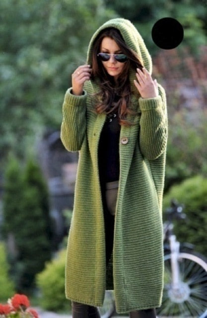 Chunky Hooded Long Cardigan