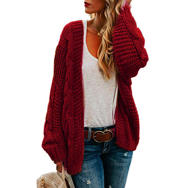 Boyfriend Cable Cardigan Sweater