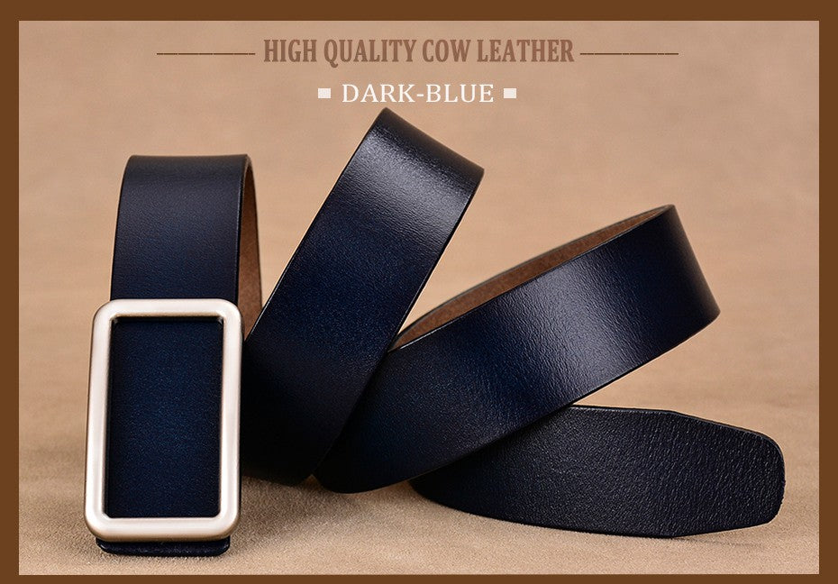 Leather Rectangular Gold Buckle Belt